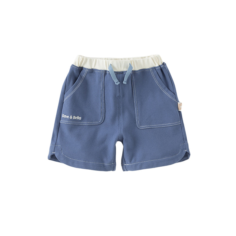 Dave&Bella Toddler Boys Summer Grey Blue Soft Mid-Length Shorts