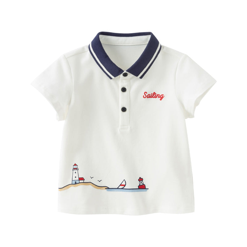 Dave&Bella Boys Summer Cotton White Polo T-shirt Top