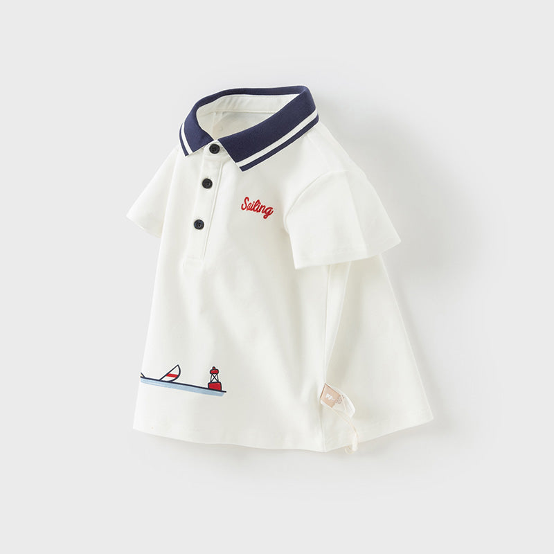 Dave&Bella Toddler Boys Summer Cotton White Polo T-shirts