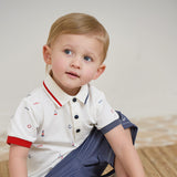 Dave&Bella Toddler Boys Summer Formal Cotton Polos Navy Blue Short Pant Sets