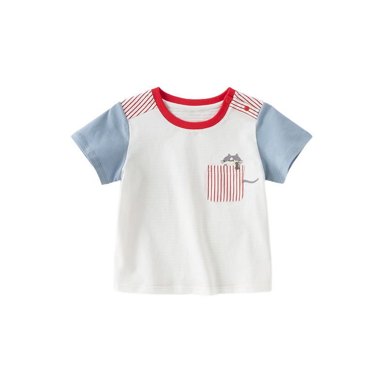 Dave&Bella Toddler Boys Summer White Cotton Soft Casual T-shirts