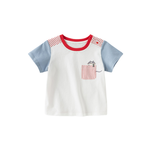 Dave&Bella Toddler Boys Summer White Cotton Soft Casual T-shirts