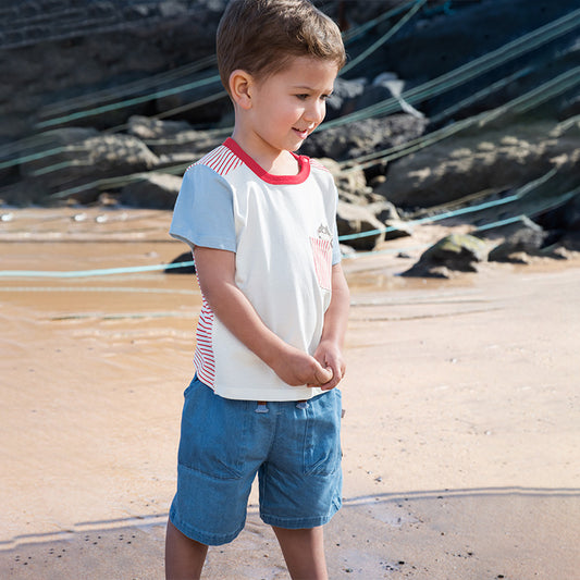 Dave&Bella Toddler Boys Summer White Cotton Soft Casual T-shirts