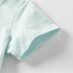 Dave&Bella Toddler Boys Summer Cute Car Print Blue Breathable Cotton T-shirts