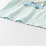Dave&Bella Toddler Boys Summer Cute Car Print Blue Breathable Cotton T-shirts