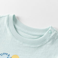 Dave&Bella Toddler Boys Summer Cute Car Print Blue Breathable Cotton T-shirts