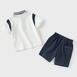 Dave&Bella Kids Boys Summer Cotton Polos Five-Point Short Pant Sets