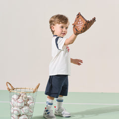 Dave&Bella Boys Summer Cotton Polo T-shirt Five-Point Short Pant Set