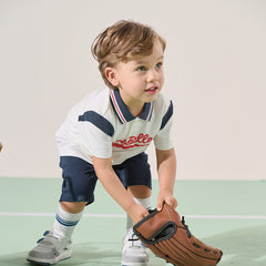 Dave&Bella Boys Summer Cotton Polo T-shirt Five-Point Short Pant Set
