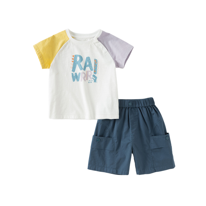 Dave&Bella Toddler Boys Summer Cotton Casual White T-shirt Short Outfit Sets