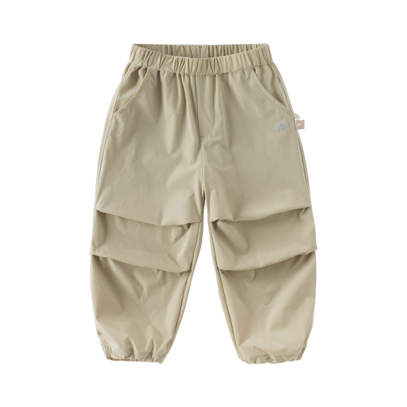 Dave&Bella Kids Boys Summer Versatile Khaki/Purple Loose Lightweight Pants