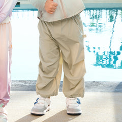 Dave&Bella Kids Boys Summer Versatile Khaki/Purple Loose Lightweight Pants