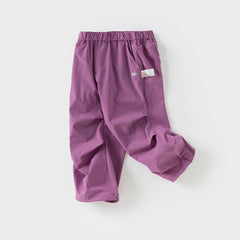 Dave&Bella Kids Boys Summer Versatile Khaki/Purple Loose Lightweight Pants