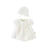 Dave&Bella Baby Girls Summer Beige Cotton Mesh Jumpsuit Romper