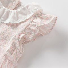 Dave&Bella Baby Girls Summer Cotton Floral Print Jumpsuit Romper