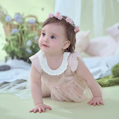 Dave&Bella Baby Girls Summer Cotton Floral Print Jumpsuit Romper