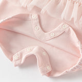Dave&Bella Baby Girls Summer Sweet Pink Flower Embroidery Soft Indoor Rompers