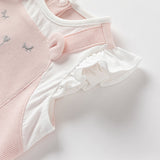 Dave&Bella Baby Girls Summer Sweet Pink Flower Embroidery Soft Indoor Rompers