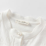 Dave&Bella Kids Girls Pearl White Breathable Cotton Long Sleeve Cardigans