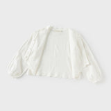 Dave&Bella Kids Girls Pearl White Breathable Cotton Long Sleeve Cardigans
