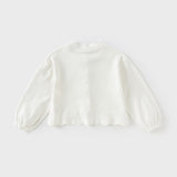 Dave&Bella Kids Girls Pearl White Breathable Cotton Long Sleeve Cardigans