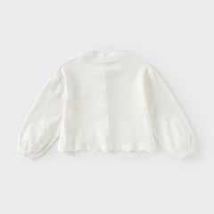 Dave&Bella Kids Girls Pearl White Breathable Cotton Long Sleeve Cardigans