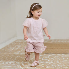Dave&Bella Girls Summer Cotton Sweet Candy Pink T-shirt Short Pant Set