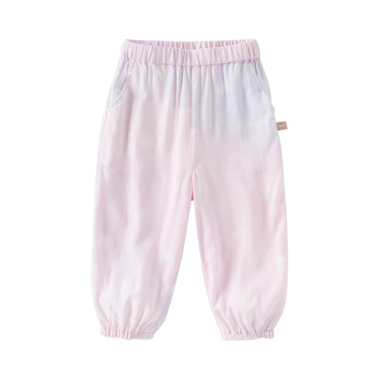 Dave&Bella Toddler Girls Summer Pink Print Casual Mosquito-proof pants