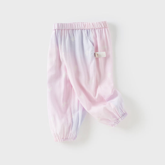 Dave&Bella Toddler Girls Summer Pink Print Casual Mosquito-proof pants