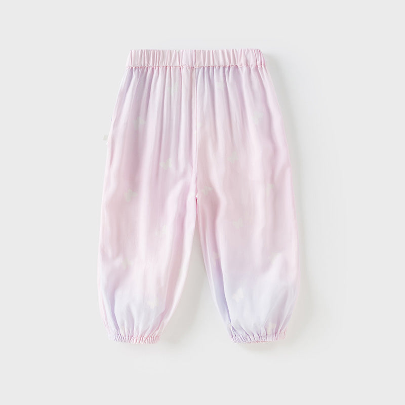 Dave&Bella Toddler Girls Summer Pink Print Casual Mosquito-proof pants