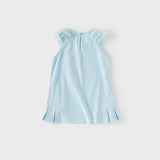 Dave&Bella Girls Summer Leisure Cotton Swan Print Light Blue Mesh Sleeve Dress
