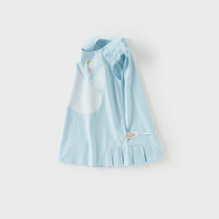 Dave&Bella Girls Summer Leisure Cotton Swan Print Light Blue Mesh Sleeve Dress