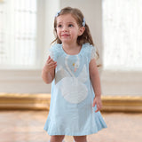 Dave&Bella Girls Summer Leisure Cotton Swan Print Light Blue Mesh Sleeve Dress