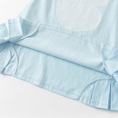 Dave&Bella Girls Summer Leisure Cotton Swan Print Light Blue Mesh Sleeve Dress