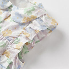 Dave&Bella Girls Summer Cotton Floral Top Jeans Short Pant Set