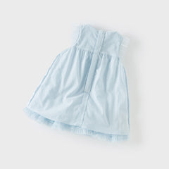 Dave&Bella Toddler Girls Summer Elegant Blue Butterfly Mesh Sleeveless Dress