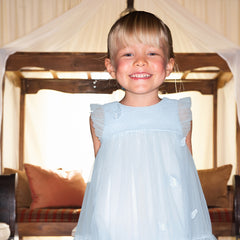 Dave&Bella Girls Summer Blue Butterfly Mesh Sleeveless Dress