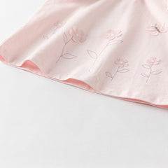 Dave&Bella Girls Summer Pure Cotton Pink Sleeveless T-shirt Top Lace Pant Set