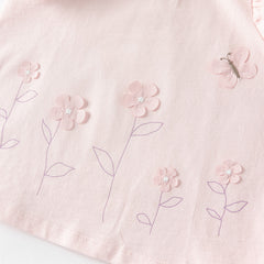Dave&Bella Girls Summer Pure Cotton Pink Sleeveless T-shirt Top Lace Pant Set