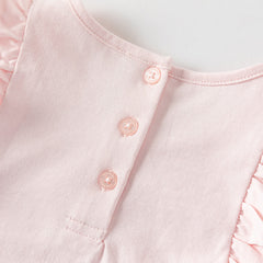 Dave&Bella Girls Summer Pure Cotton Pink Sleeveless T-shirt Top Lace Pant Set