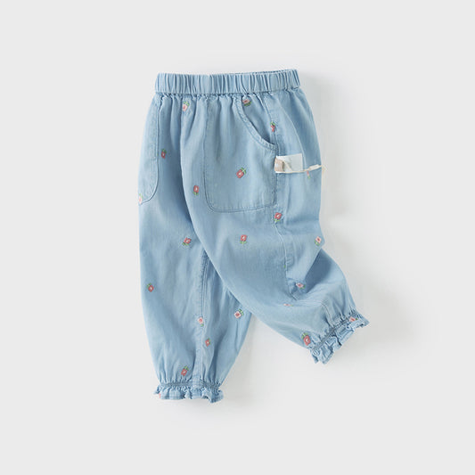 Dave&Bella Toddler Girls Summer Fashion Denim Blue Drawstring Pants