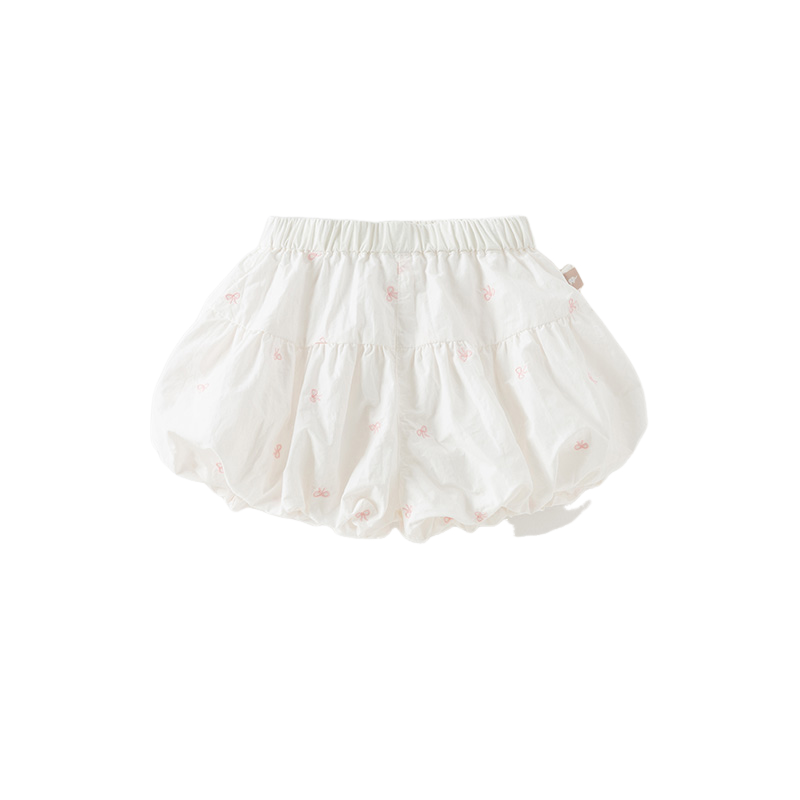 Dave&Bella Toddler Girl Summer White/Pink Lantern Flower Bud Shorts