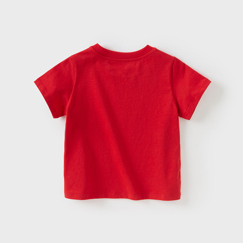 Dave&Bella Toddler Boys Summer Charming Red Comfortable Cotton T-shirt Tops