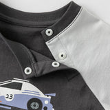 Dave&Bella Toddler Boys Summer White/Grey Cute Print Soft Cotton Versatile T-shirt Tops