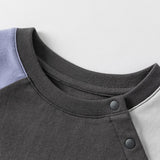 Dave&Bella Toddler Boys Summer White/Grey Cute Print Soft Cotton Versatile T-shirt Tops