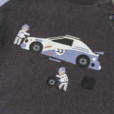 Dave&Bella Toddler Boys Summer White/Grey Cute Print Soft Cotton Versatile T-shirt Tops