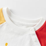 Dave&Bella Toddler Boys Summer White/Grey Cute Print Soft Cotton Versatile T-shirt Tops
