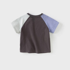 Dave&Bella Toddler Boys Summer White/Grey Cute Print Soft Cotton Versatile T-shirt Tops