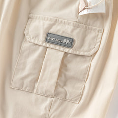 Dave&Bella Toddler Boys Summer Apricot/Purple Breathable Drawstring Pants