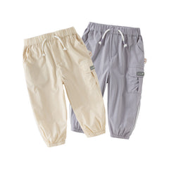 Dave&Bella Toddler Boys Summer Apricot/Purple Breathable Drawstring Pants